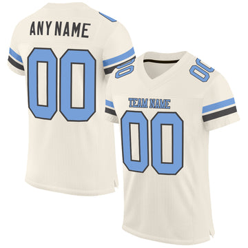 Custom Cream Light Blue-Steel Gray Mesh Authentic Football Jersey