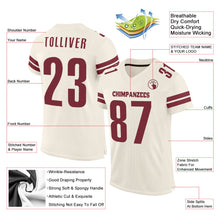 Load image into Gallery viewer, Custom Cream Burgundy Mesh Authentic Football Jersey
