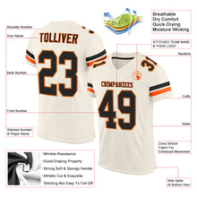 Load image into Gallery viewer, Custom Cream Black-Orange Mesh Authentic Football Jersey
