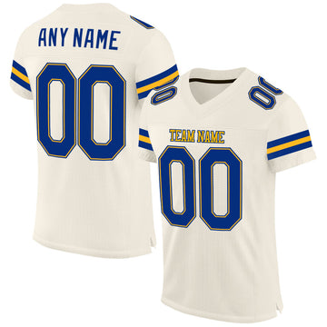 Custom Cream Royal-Gold Mesh Authentic Football Jersey