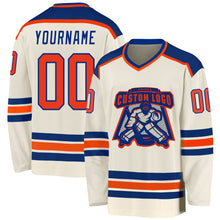 Load image into Gallery viewer, Custom Cream Orange-Royal Hockey Jersey
