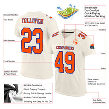 Load image into Gallery viewer, Custom Cream Orange-Royal Mesh Authentic Football Jersey
