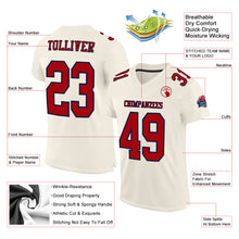 Load image into Gallery viewer, Custom Cream Red-Navy Mesh Authentic Football Jersey
