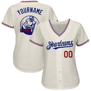 Custom Cream Red-Royal Authentic Baseball Jersey