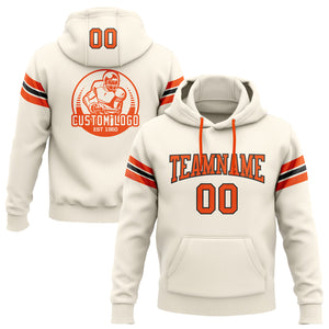 Custom Stitched Cream Orange-Black Football Pullover Sweatshirt Hoodie