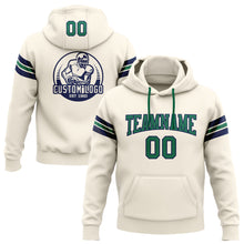 Load image into Gallery viewer, Custom Stitched Cream Kelly Green-Navy Football Pullover Sweatshirt Hoodie
