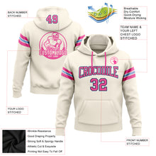 Load image into Gallery viewer, Custom Stitched Cream Pink Black-Light Blue Football Pullover Sweatshirt Hoodie
