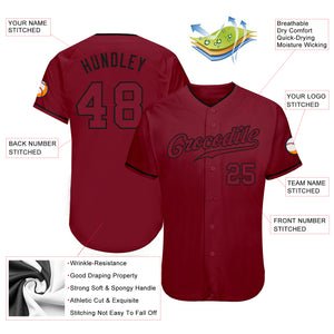 Custom Crimson Crimson-Black Authentic Baseball Jersey