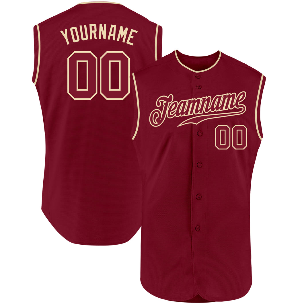 Custom Crimson Crimson-Cream Authentic Sleeveless Baseball Jersey