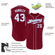 Load image into Gallery viewer, Custom Crimson White-Light Blue Authentic Sleeveless Baseball Jersey
