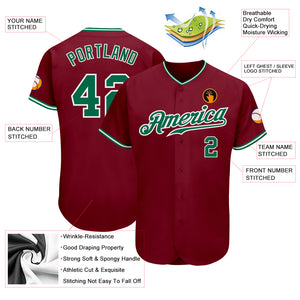 Custom Crimson Kelly Green-White Authentic Baseball Jersey