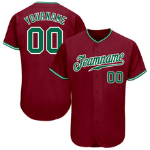 Load image into Gallery viewer, Custom Crimson Kelly Green-White Authentic Baseball Jersey
