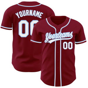 Custom Crimson White-Light Blue Authentic Baseball Jersey