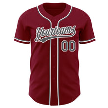 Load image into Gallery viewer, Custom Crimson Steel Gray-White Authentic Baseball Jersey
