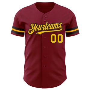 Custom Crimson Gold-Black Authentic Baseball Jersey