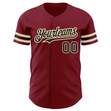 Load image into Gallery viewer, Custom Crimson Black-City Cream Authentic Baseball Jersey
