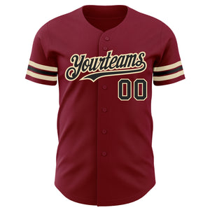 Custom Crimson Black-City Cream Authentic Baseball Jersey