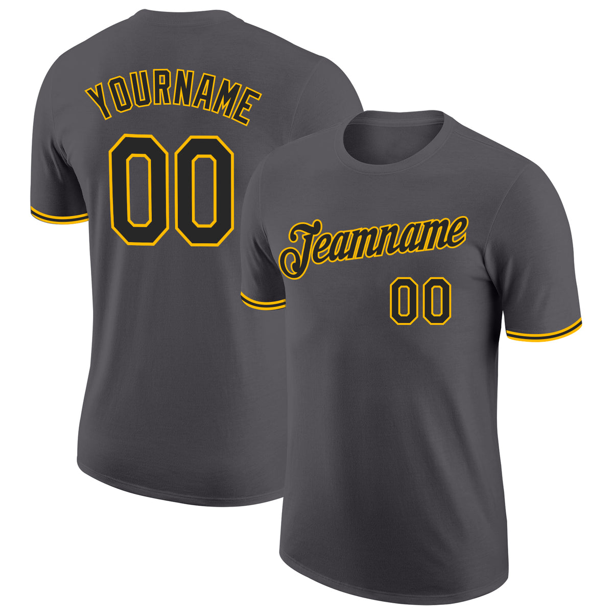 Custom Steel Gray Black-Gold Performance T-Shirt Sale– Fcustom