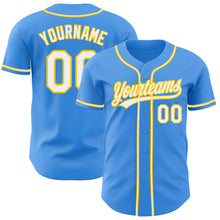 Load image into Gallery viewer, Custom Electric Blue White-Yellow Authentic Baseball Jersey
