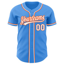 Load image into Gallery viewer, Custom Electric Blue White-Orange Authentic Baseball Jersey
