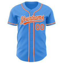 Load image into Gallery viewer, Custom Electric Blue Orange-White Authentic Baseball Jersey
