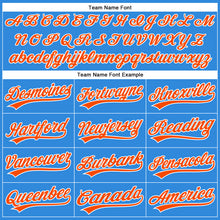 Load image into Gallery viewer, Custom Electric Blue Orange-White Authentic Baseball Jersey
