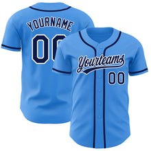 Load image into Gallery viewer, Custom Electric Blue Navy-White Authentic Baseball Jersey
