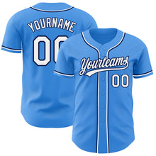 Load image into Gallery viewer, Custom Electric Blue White-Navy Authentic Baseball Jersey
