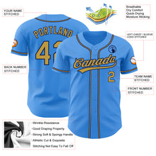 Load image into Gallery viewer, Custom Electric Blue Old Gold-Navy Authentic Baseball Jersey
