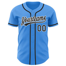 Load image into Gallery viewer, Custom Electric Blue Black-White Authentic Baseball Jersey
