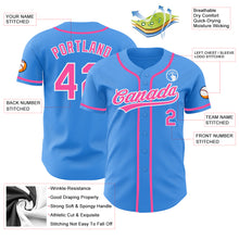 Load image into Gallery viewer, Custom Electric Blue Pink-White Authentic Baseball Jersey
