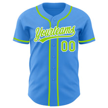 Load image into Gallery viewer, Custom Electric Blue Neon Green-White Authentic Baseball Jersey
