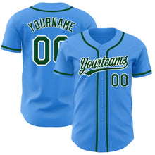 Load image into Gallery viewer, Custom Electric Blue Green-White Authentic Baseball Jersey
