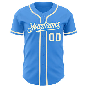 Custom Electric Blue Cream Authentic Baseball Jersey