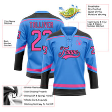 Load image into Gallery viewer, Custom Powder Blue Pink-Black Hockey Lace Neck Jersey
