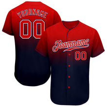 Load image into Gallery viewer, Custom Navy Red-White Authentic Fade Fashion Baseball Jersey
