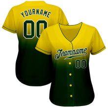 Load image into Gallery viewer, Custom Yellow Green-White Authentic Fade Fashion Baseball Jersey
