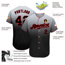 Load image into Gallery viewer, Custom Gray Black-Red Authentic Fade Fashion Baseball Jersey
