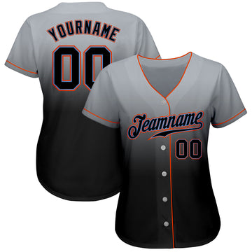 Custom Gray Black-Powder Blue Authentic Fade Fashion Baseball Jersey