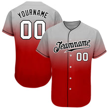 Load image into Gallery viewer, Custom Gray White-Red Authentic Fade Fashion Baseball Jersey
