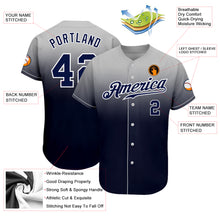 Load image into Gallery viewer, Custom Gray Navy-White Authentic Fade Fashion Baseball Jersey
