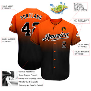 Custom Orange Black-White Authentic Fade Fashion Baseball Jersey