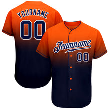 Load image into Gallery viewer, Custom Orange Navy-White Authentic Fade Fashion Baseball Jersey
