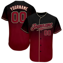 Load image into Gallery viewer, Custom Black Crimson-Cream Authentic Fade Fashion Baseball Jersey
