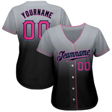 Load image into Gallery viewer, Custom Gray Pink-Black Authentic Fade Fashion Baseball Jersey
