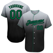 Load image into Gallery viewer, Custom Gray Kelly Green-Black Authentic Fade Fashion Baseball Jersey
