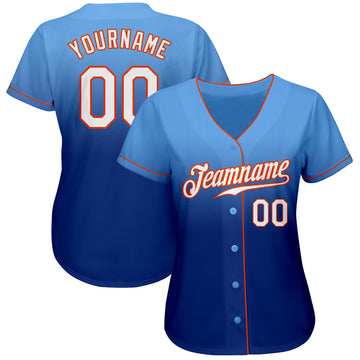 Custom Light Blue White-Royal Authentic Fade Fashion Baseball Jersey