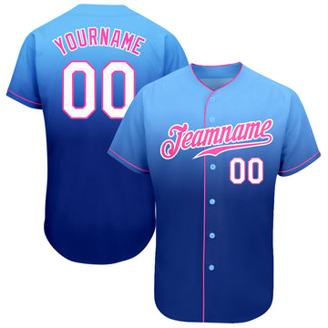 Custom Light Blue White-Royal Authentic Fade Fashion Baseball Jersey