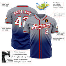 Load image into Gallery viewer, Custom Gray White Royal-Red Authentic Fade Fashion Baseball Jersey
