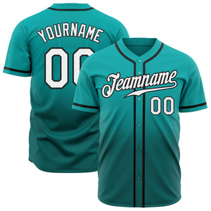 Custom Aqua White-Teal Authentic Fade Fashion Baseball Jersey